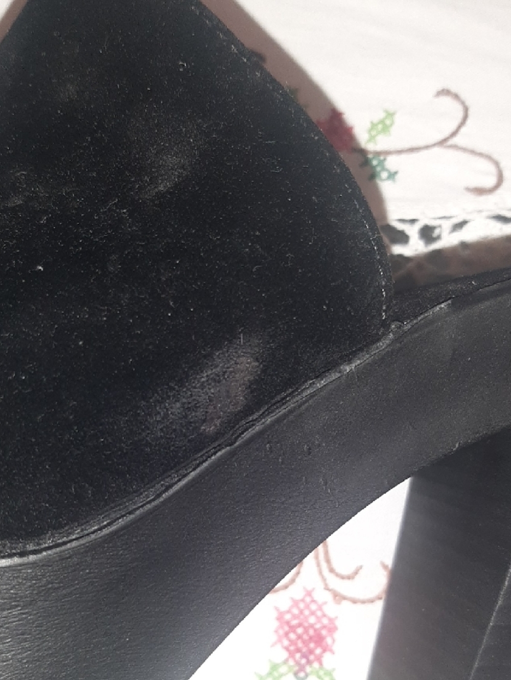Made in Italy🇮🇹Black Suede like Platform Mule - High Block Heel Sz 38 - Picture 8 of 10